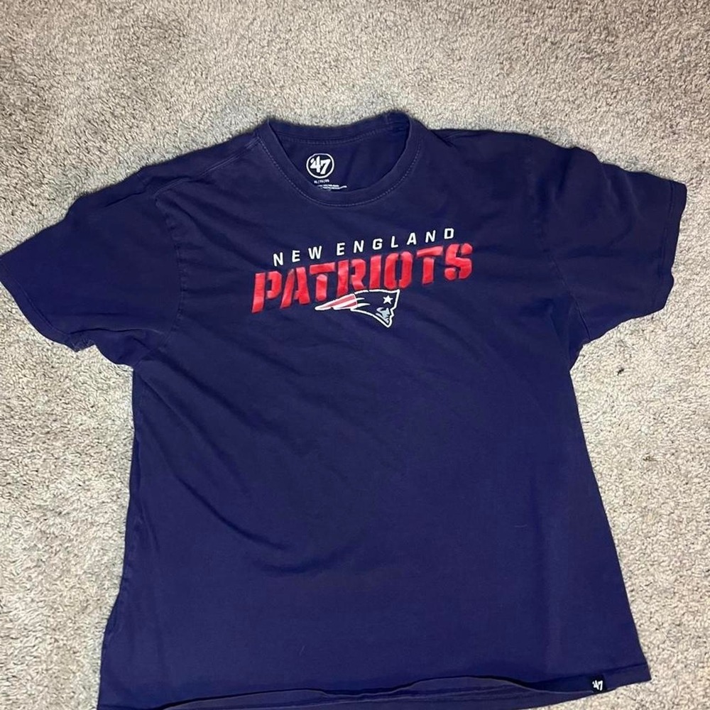 Rare New England Patriots '47 Navy Graphic T-Shirt NFL Football Sports Tee XL